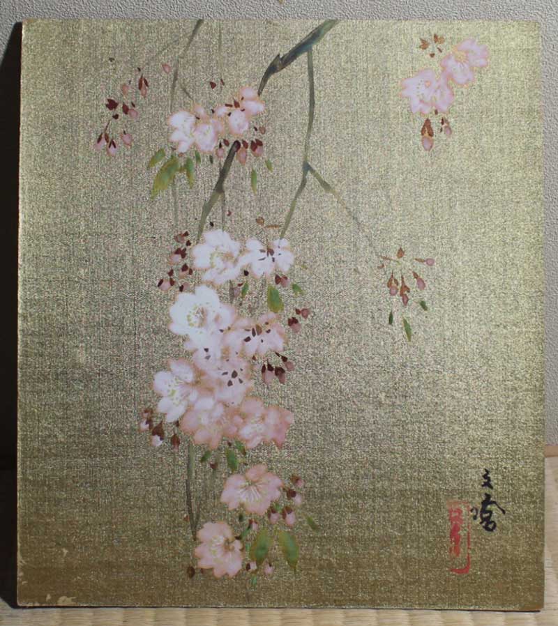 枝垂れ桜(色紙)