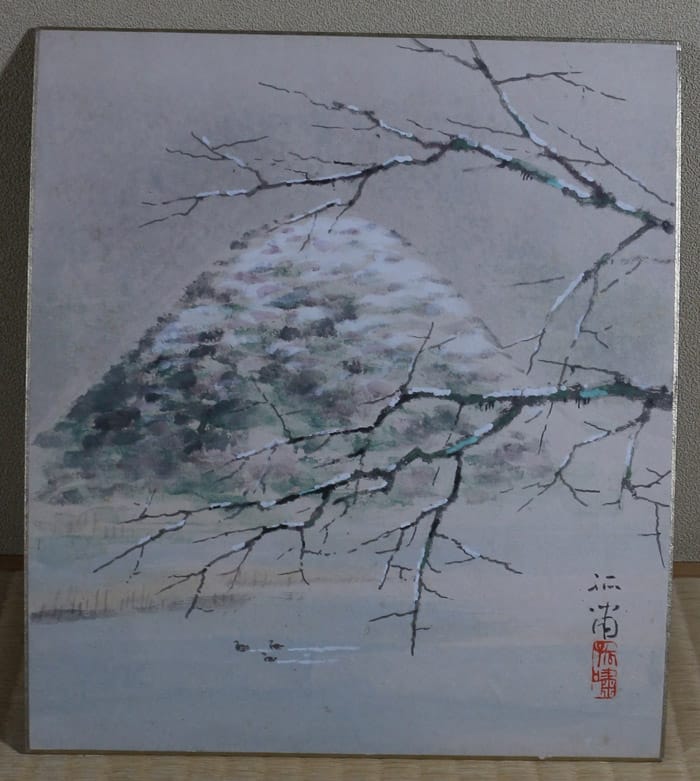 雪景山湖（色紙）