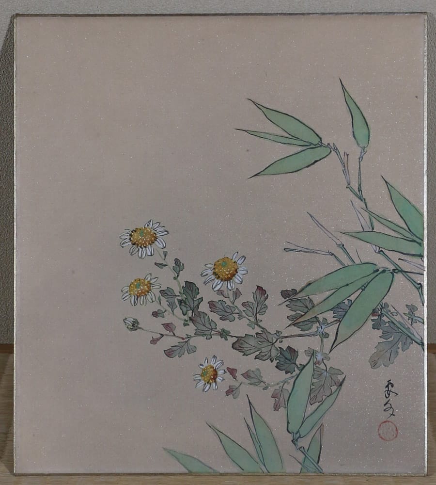 竹と野菊（色紙）