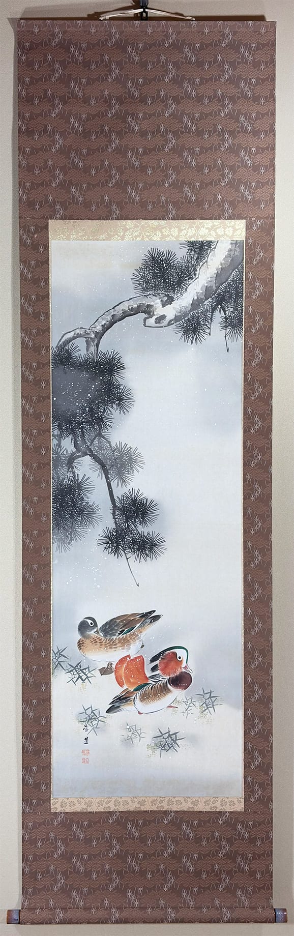 雪中松下鴛鴦