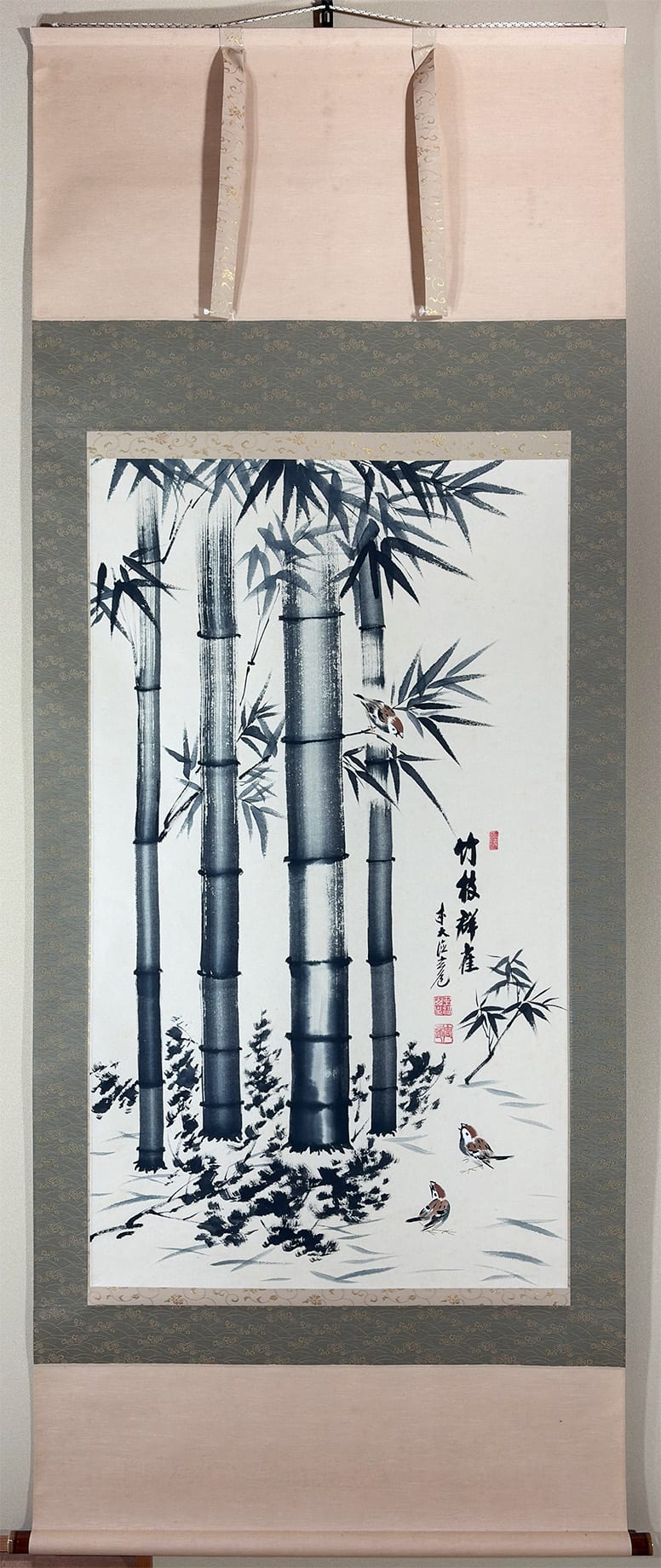竹に雀｜大幅