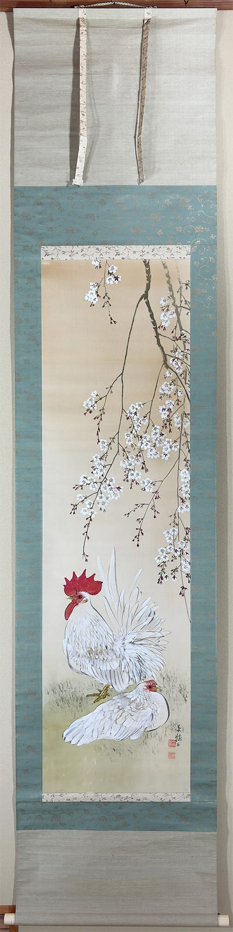 桜花双鶏