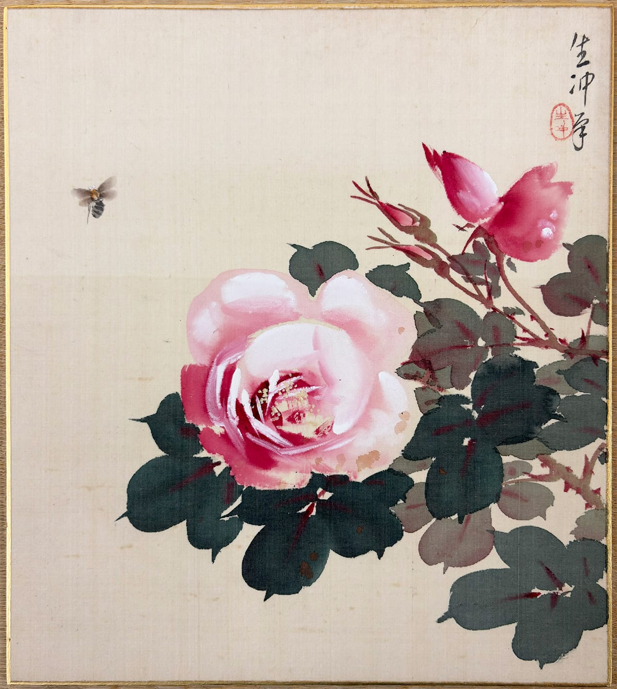 薔薇に蜜蜂｜色紙