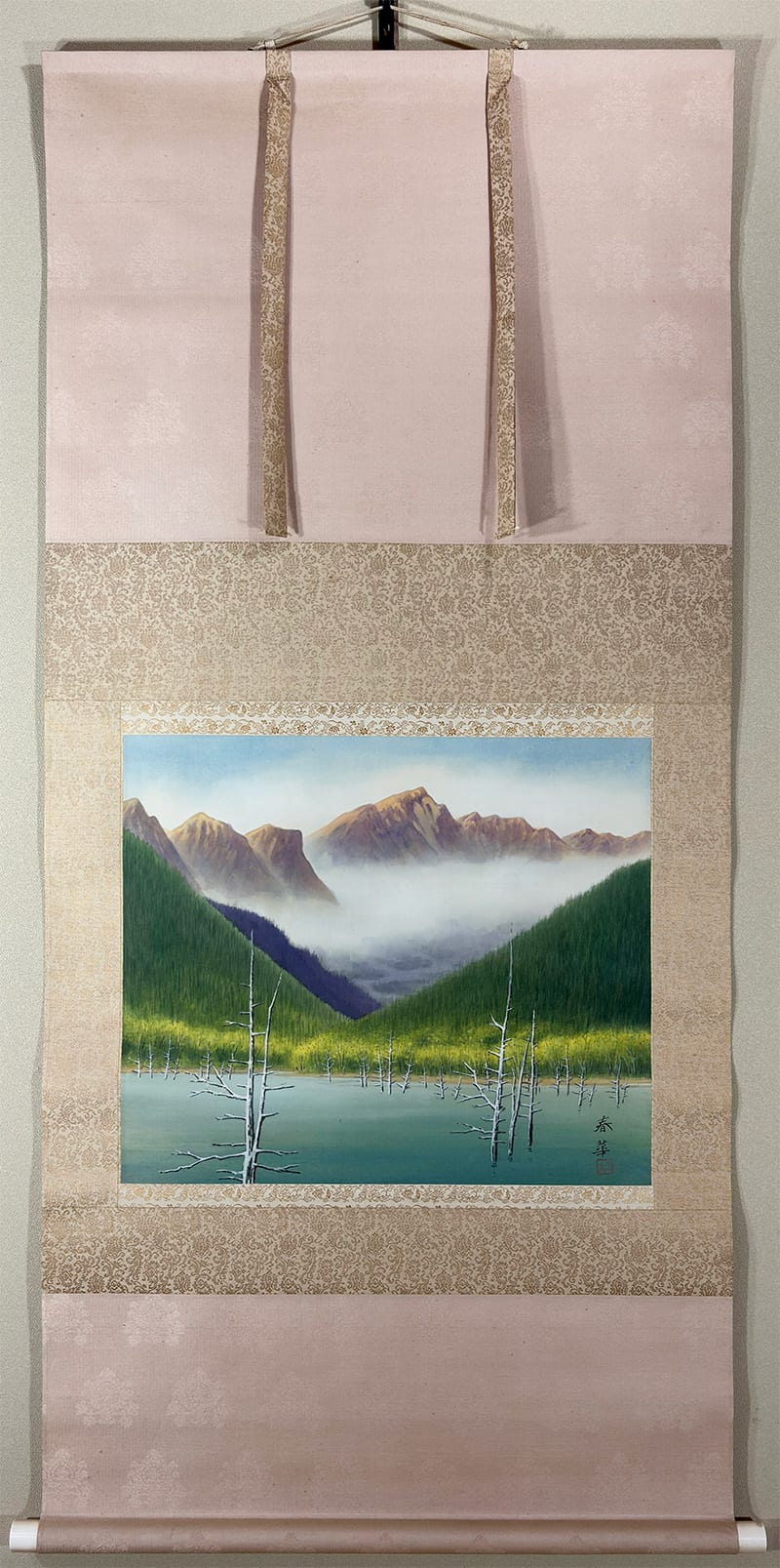 上高地　掛け軸 掛軸 (掛け軸) 上高地 牧野俊樹 尺五立 約横54.5×縦190cm p9807