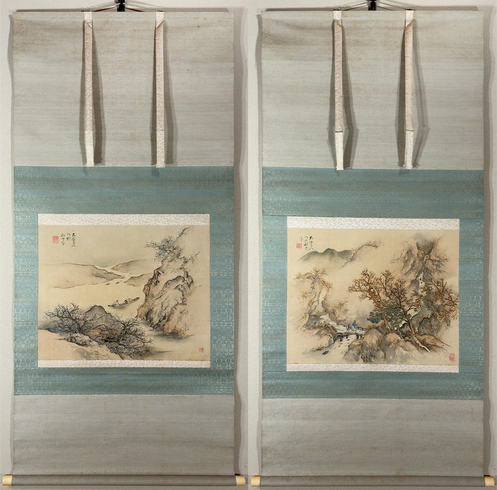 春秋山水｜双幅