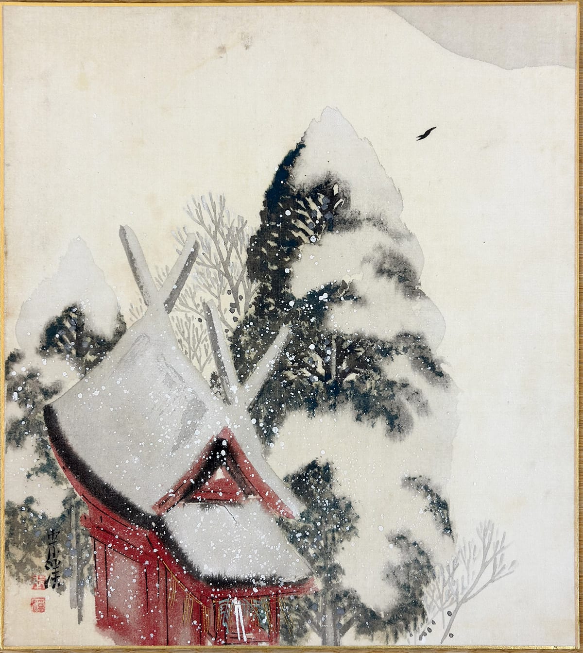 雪景の社｜色紙