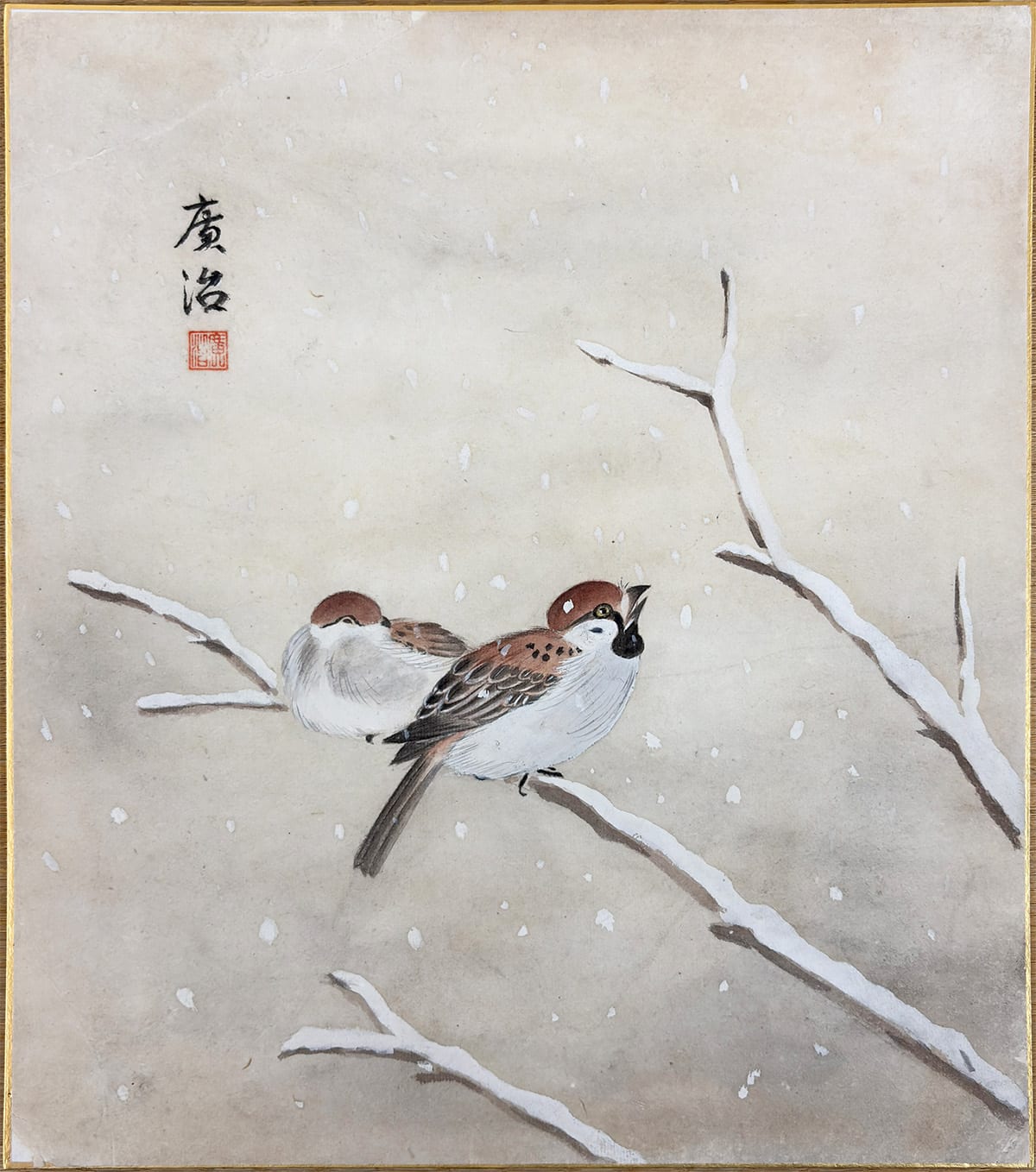 雪中雀｜色紙