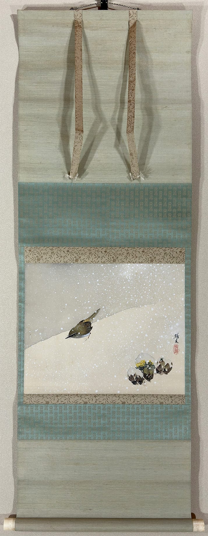 雪中初鴬｜ミニ掛軸