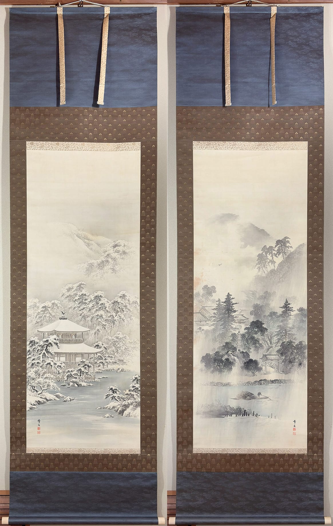 春夏寺院風景｜双幅