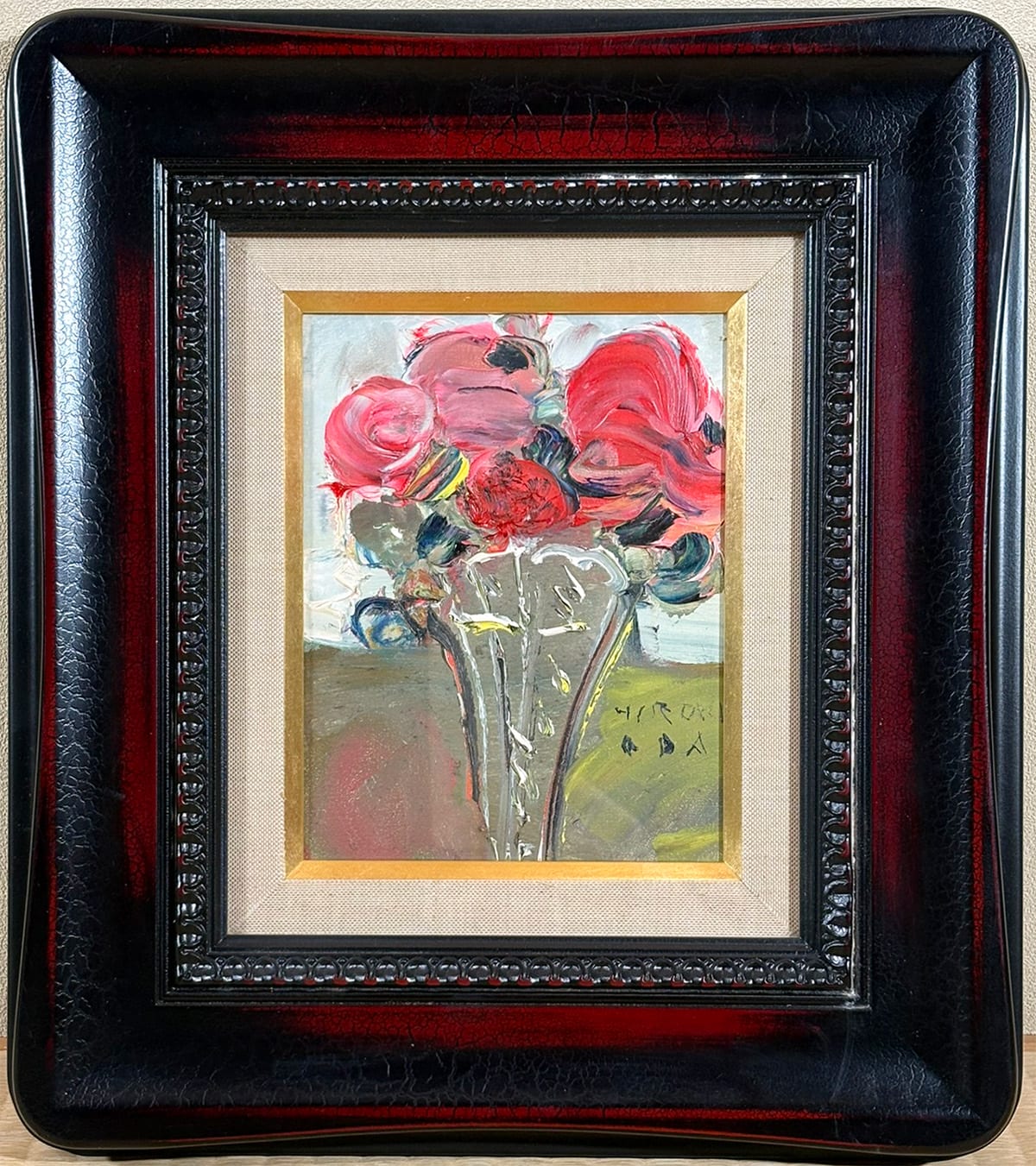 花（バラ）｜額（油彩・0号）