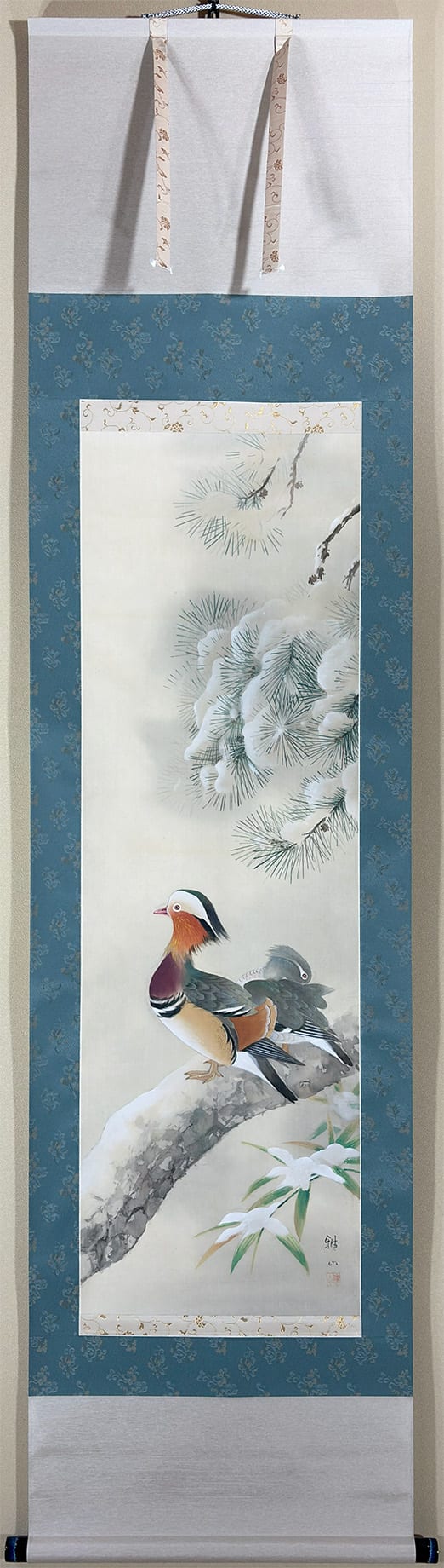 鴛鴦（雪中老松）