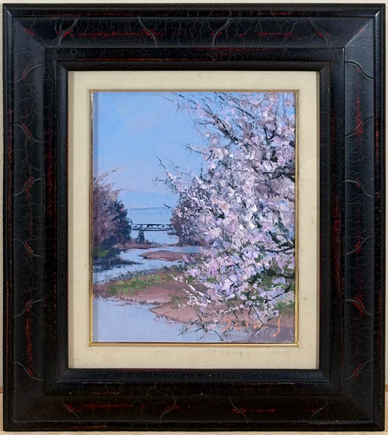 宍道湖が見える｜額（F3号・油彩）