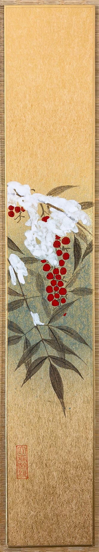 雪中南天｜短冊