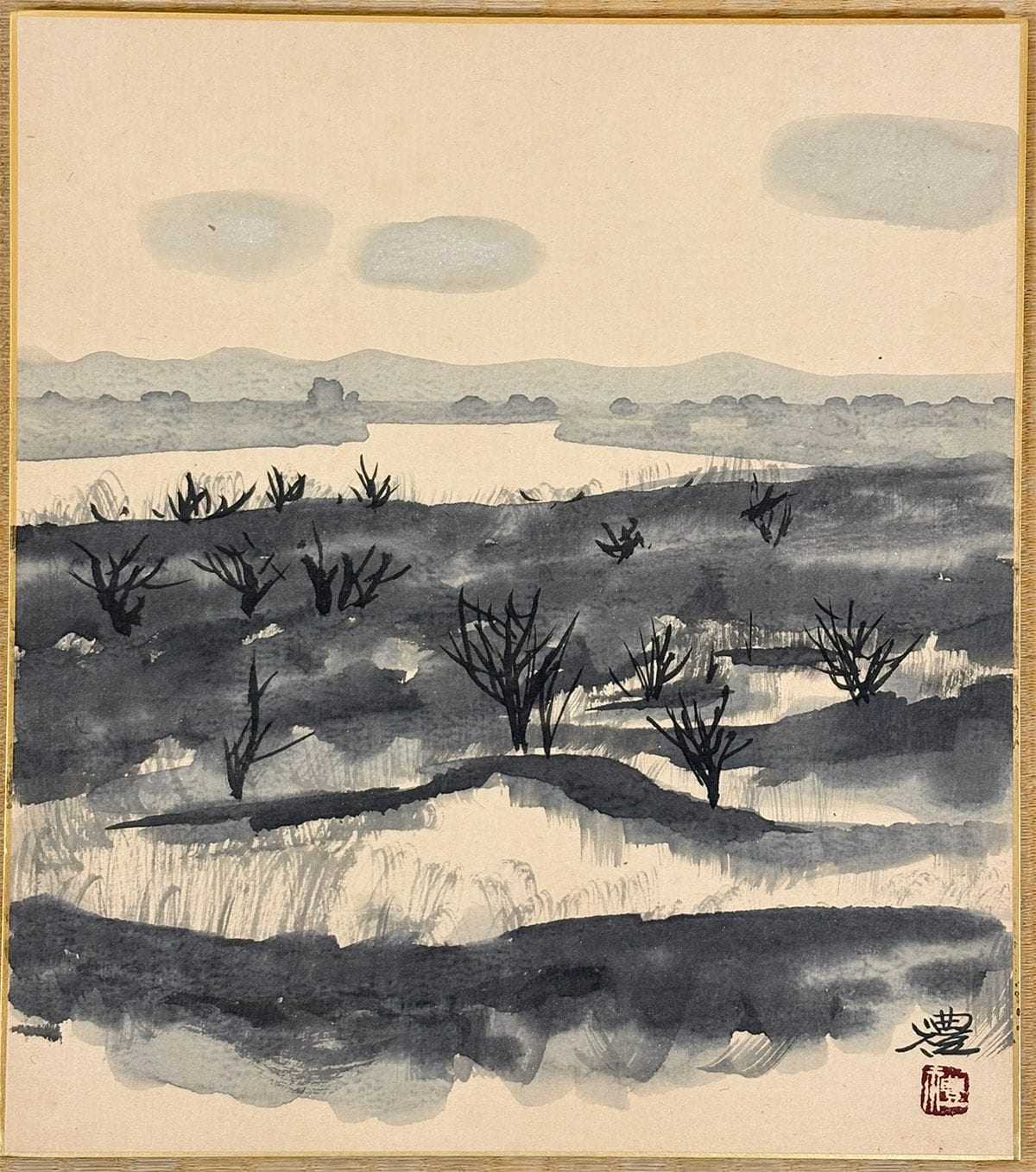 河原早春｜色紙