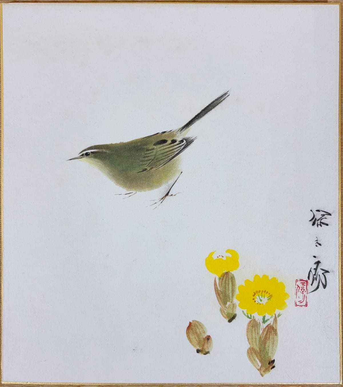 鴬と福禄寿｜色紙