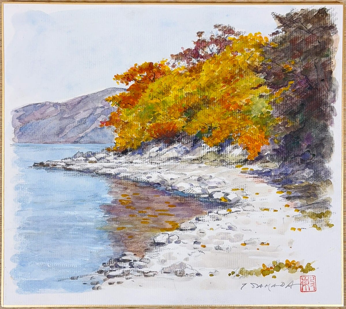 十和田湖の秋｜色紙（横向き）