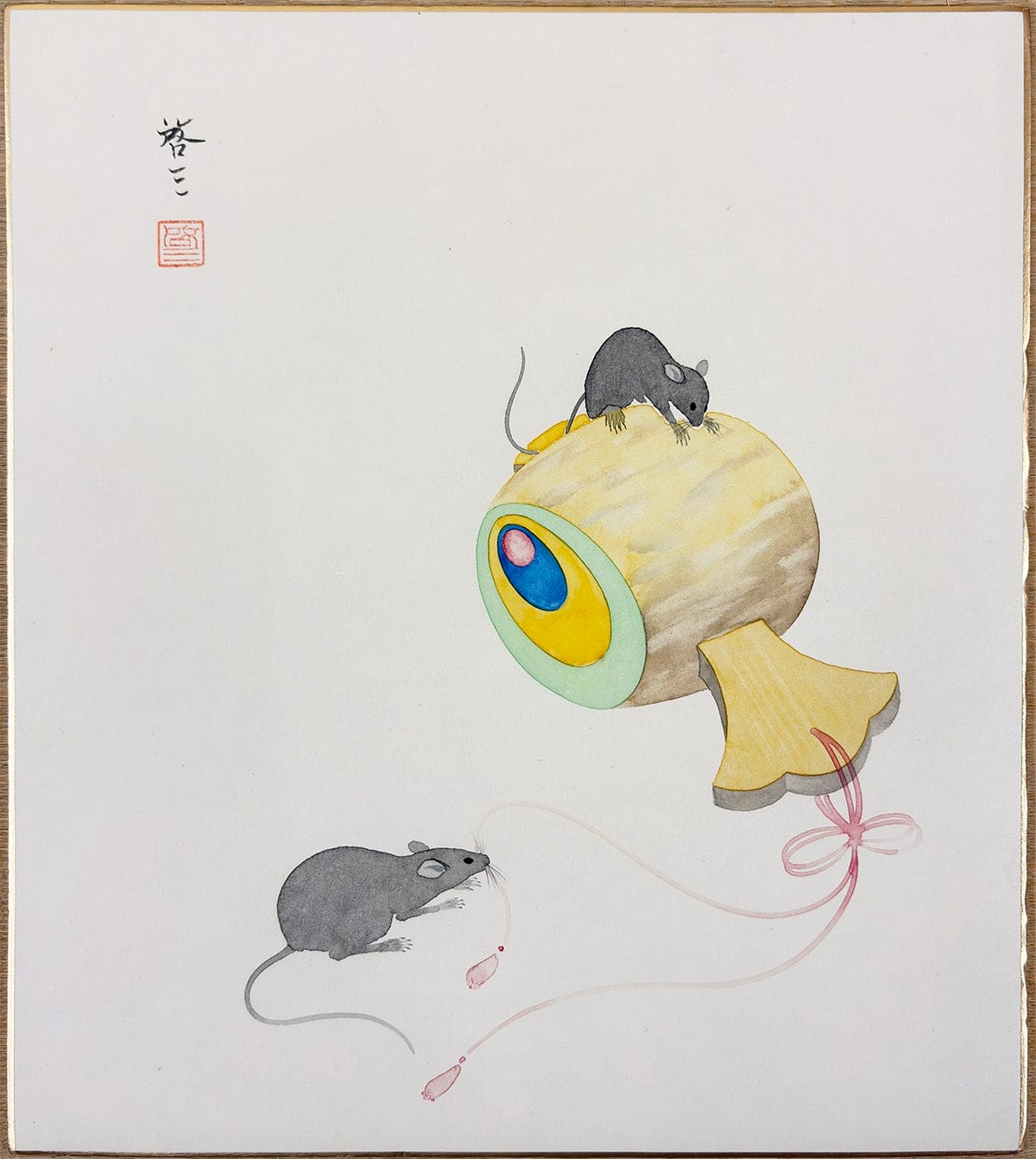 小槌と鼡（子）｜色紙
