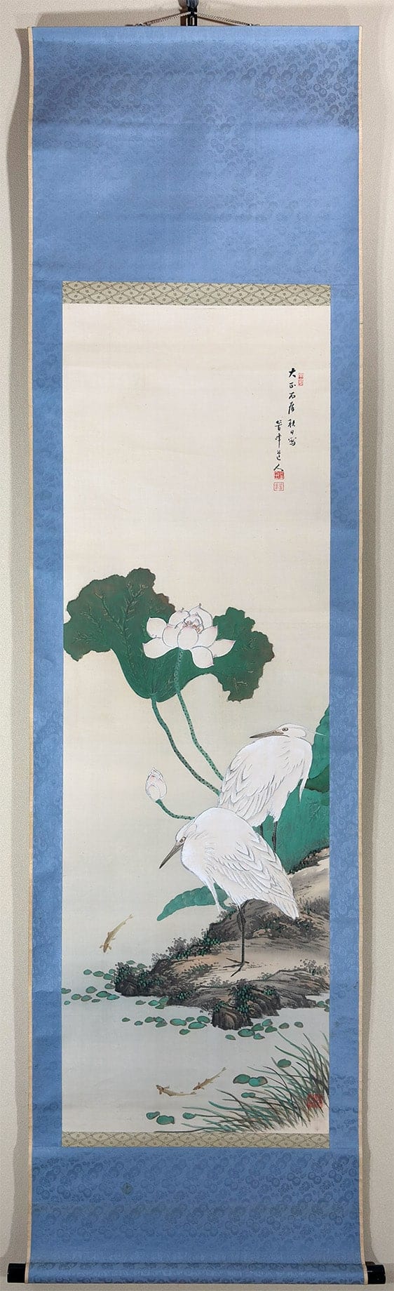 蓮に白鷺
