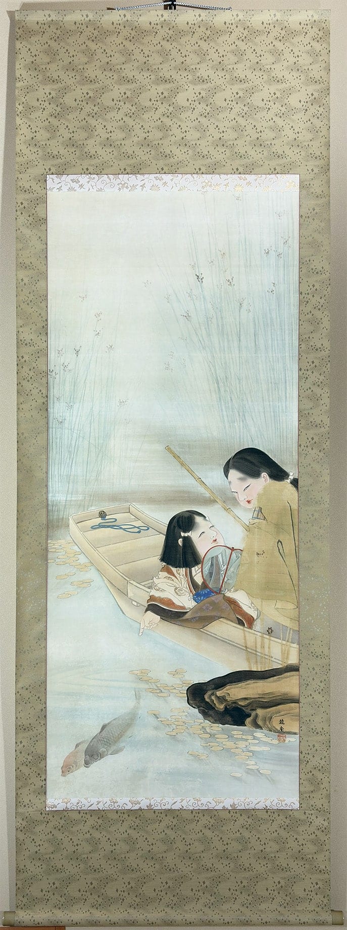 西 龍堂 【舟遊び】 掛軸 - Nishi Ryuudou, Japanese hanging scroll (kakejiku)