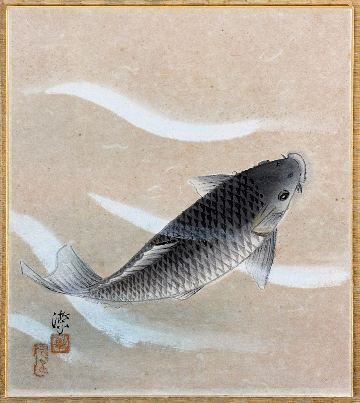 槇野 潔 【鯉｜色紙】 色紙・短冊 - Makino Kiyoshi, Japanese shikishi and tanzaku board painting