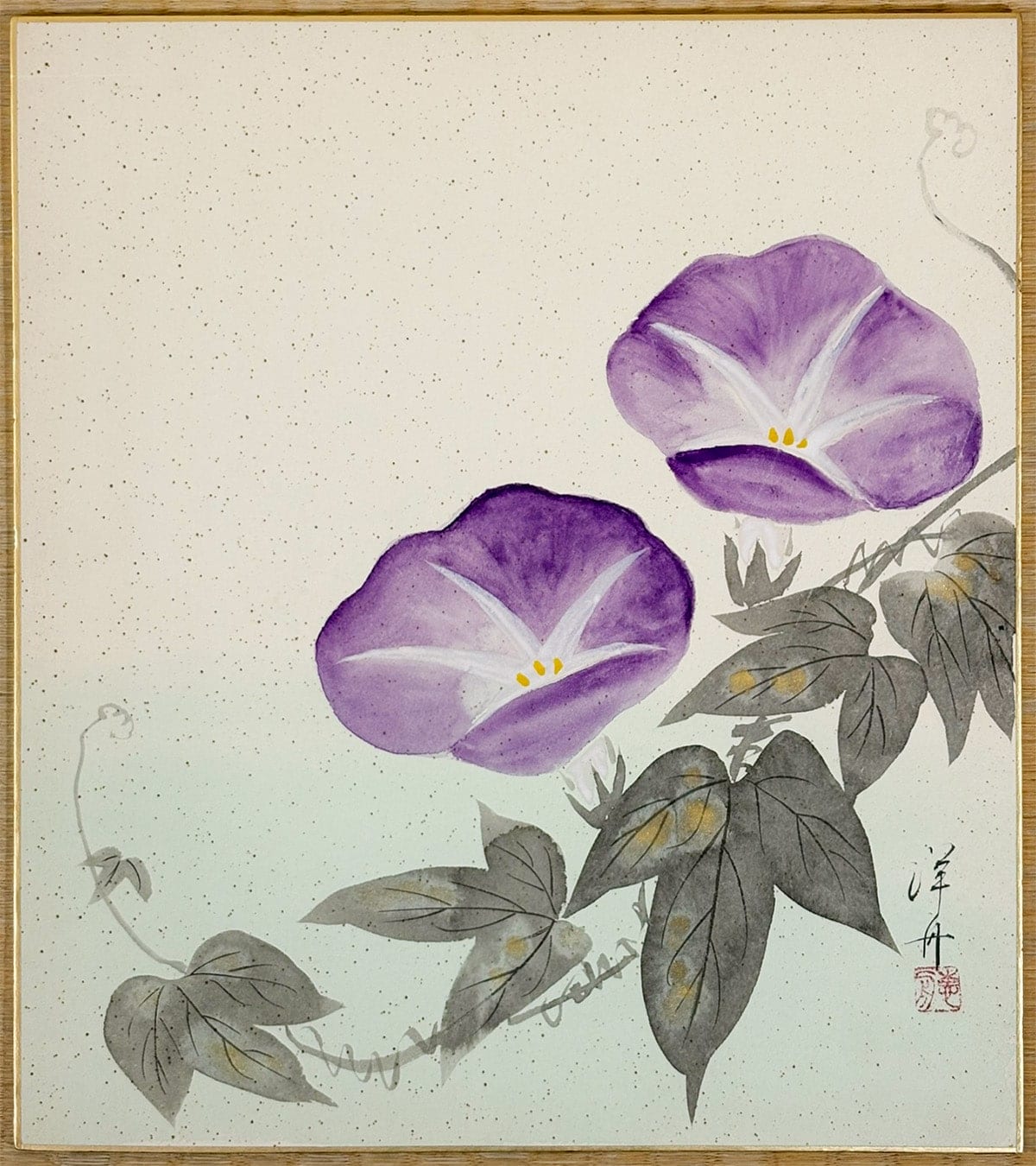 畑 洋舟 【あさがお｜色紙】 色紙・短冊 - Japanese shikishi and tanzaku board painting