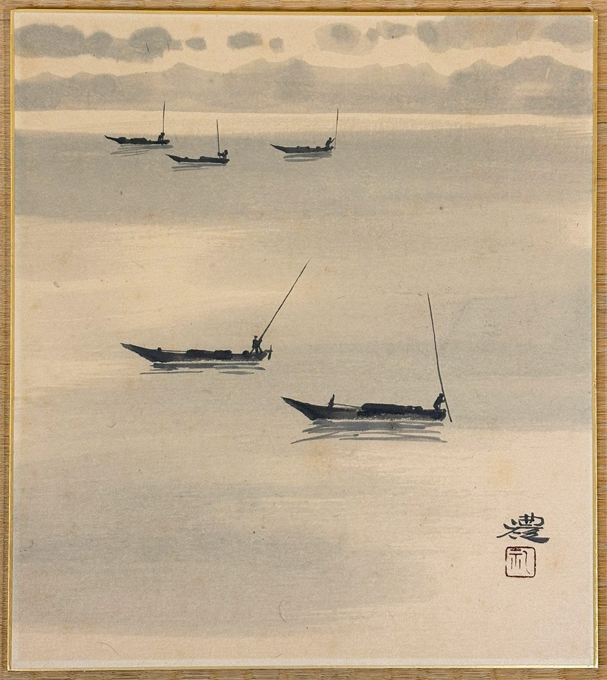 小豆沢 禮 【しじみ舟｜色紙】 色紙・短冊 - Azukizawa Rei, Japanese shikishi and tanzaku board painting