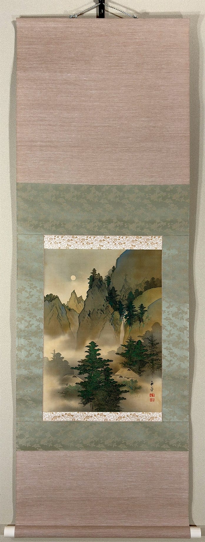 田平 玉華 【月下山家｜ミニ掛軸】 掛軸 - Tabira Gyokuka, Japanese hanging scroll (kakejiku)