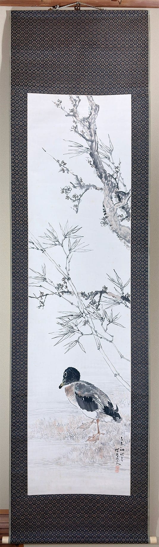 松林 桂月 【梅竹孤鳧（ばいちくこふ）】 掛軸 - Matsubayashi Keigetsu, Japanese hanging scroll (kakejiku)