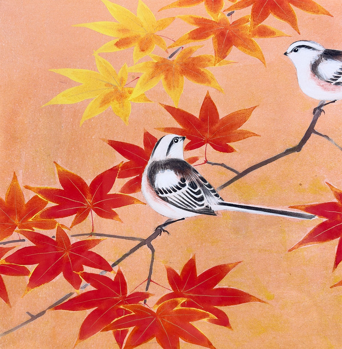 野々内 保太郎 【紅葉小禽｜額（色紙4号）】 掛軸 詳細写真
