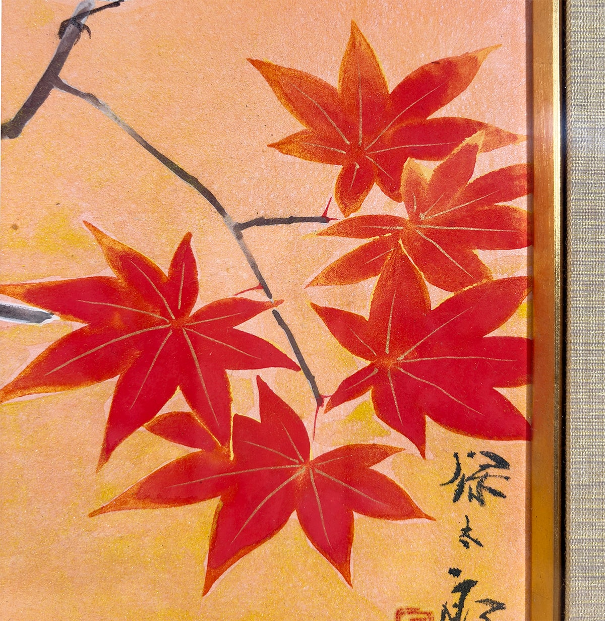野々内 保太郎 【紅葉小禽｜額（色紙4号）】 掛軸 詳細写真
