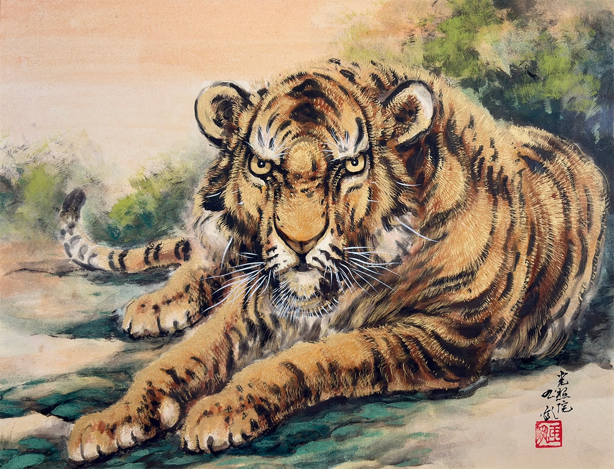 堀江 玉鳳 【猛虎｜額（色紙6号）】 絵画・額装 詳細写真