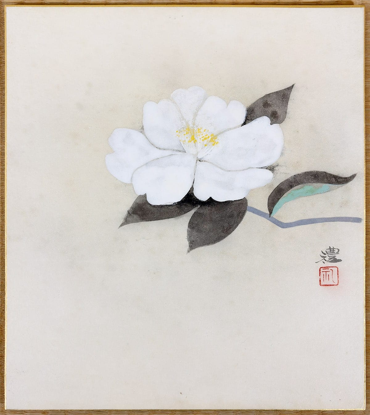 小豆沢 禮 【白椿｜色紙】 色紙・短冊 - Azukizawa Rei, Japanese shikishi and tanzaku board painting