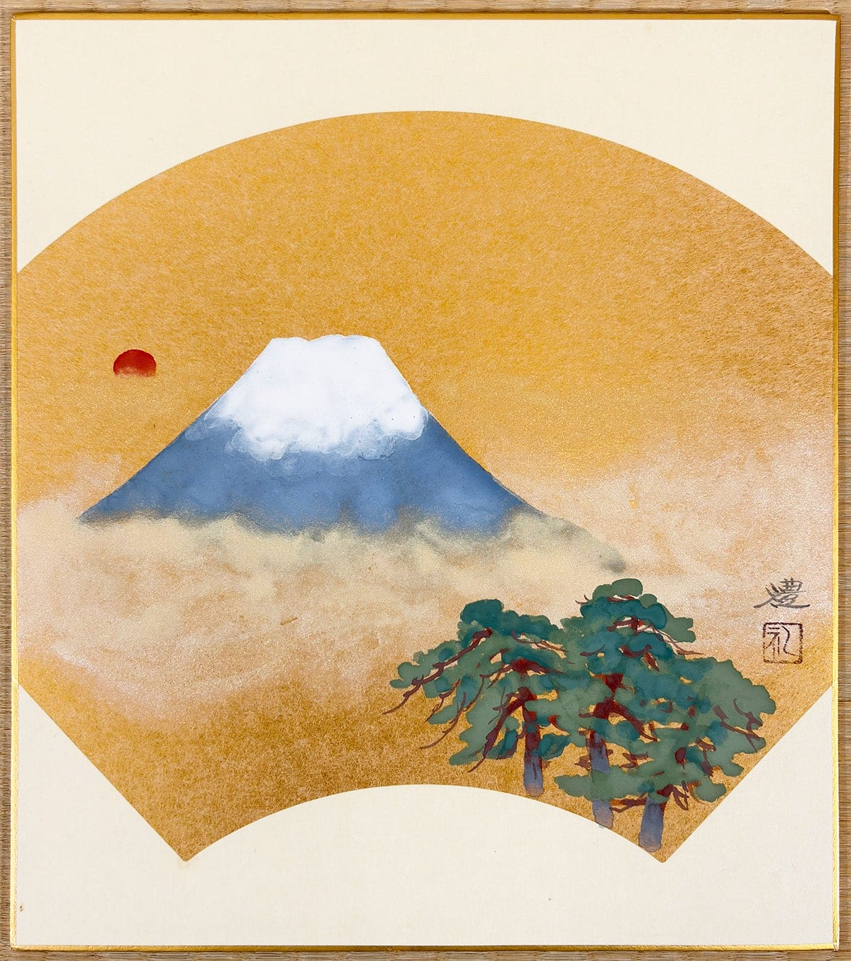 小豆沢 禮 【旭日富士｜色紙】 色紙・短冊 - Azukizawa Rei, Japanese shikishi and tanzaku board painting