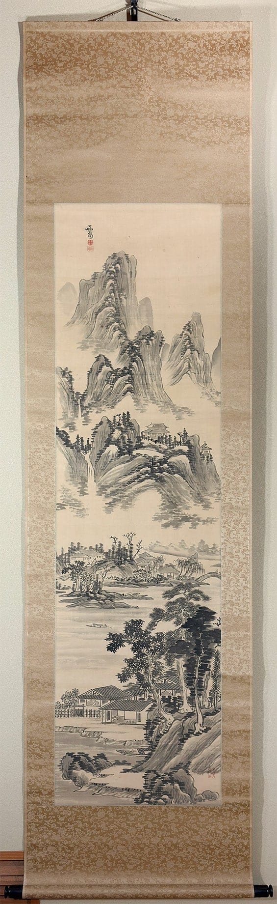 横山 雲南 (黄仲祥) 【水墨山水（別号：雲安）】 掛軸 - Yokoyama Unnan, Japanese hanging scroll (kakejiku)