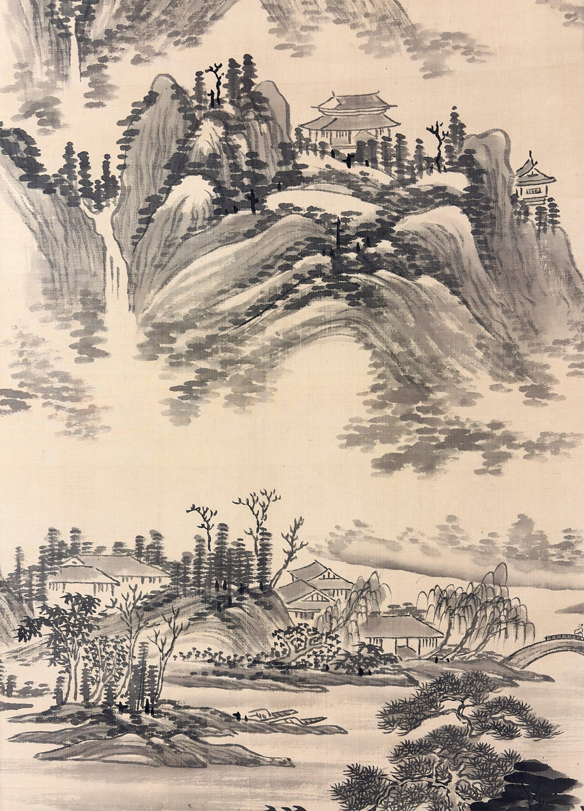 横山 雲南 (黄仲祥) 【水墨山水（別号：雲安）】 掛軸 詳細写真