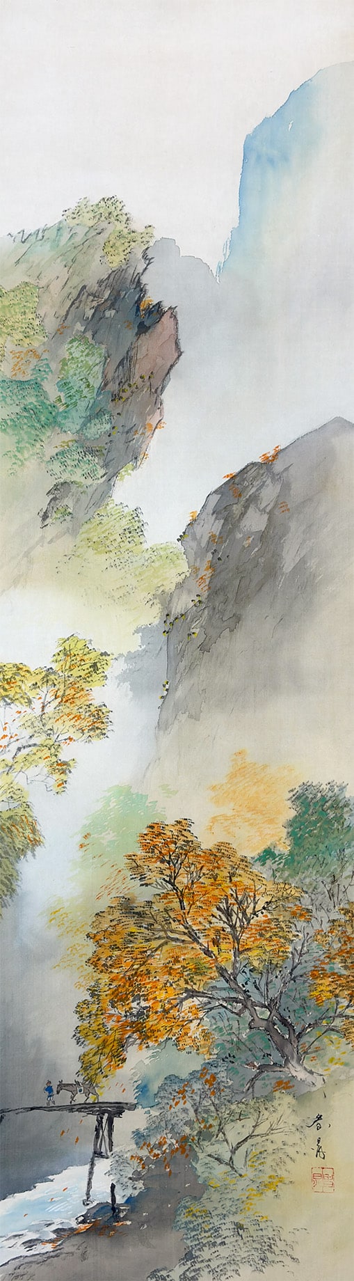 芝村 春晁 【秋景山水】 掛軸 詳細写真
