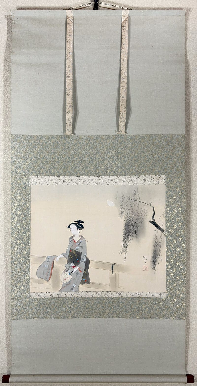 不二木 阿古 【涼宵】 掛軸 - Fujiki Ako, Japanese hanging scroll (kakejiku)