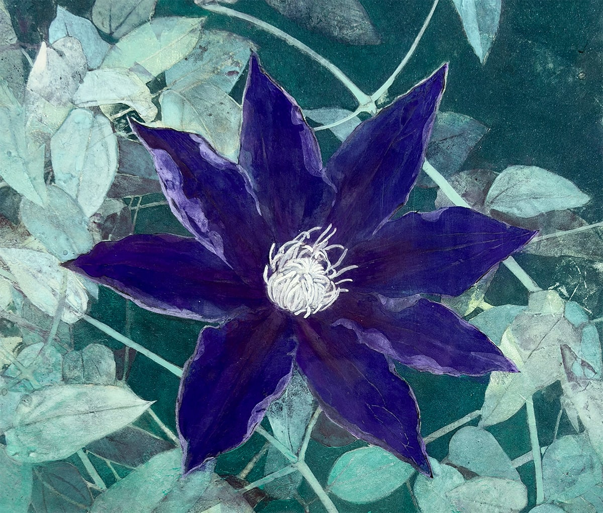染谷 香理 【旅人（クレマチス）｜額】 絵画・額装 詳細写真
