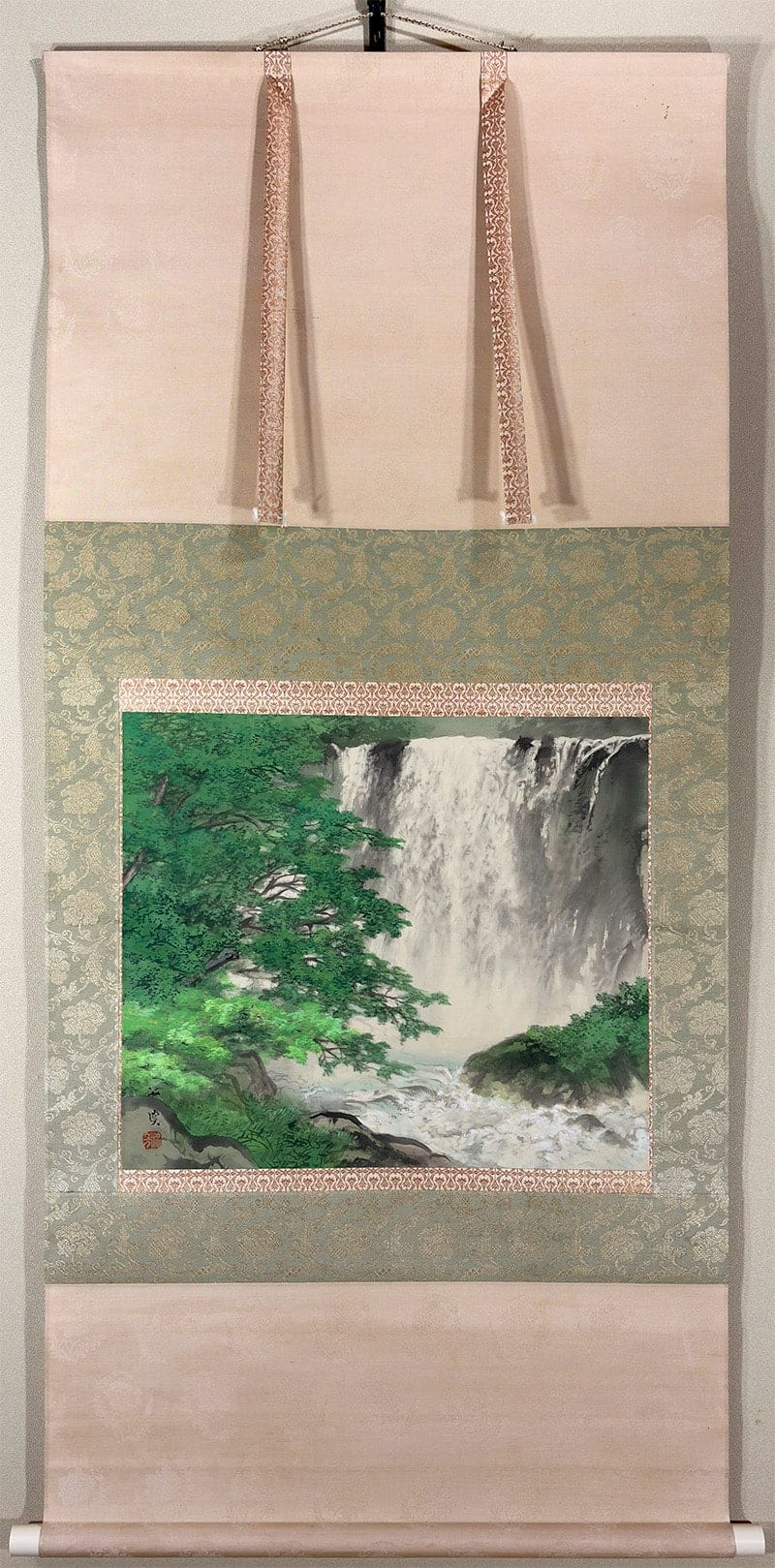 川島 梅関 【緑谿懸泉】 掛軸 - Kawashima Baikan, Japanese hanging scroll (kakejiku)