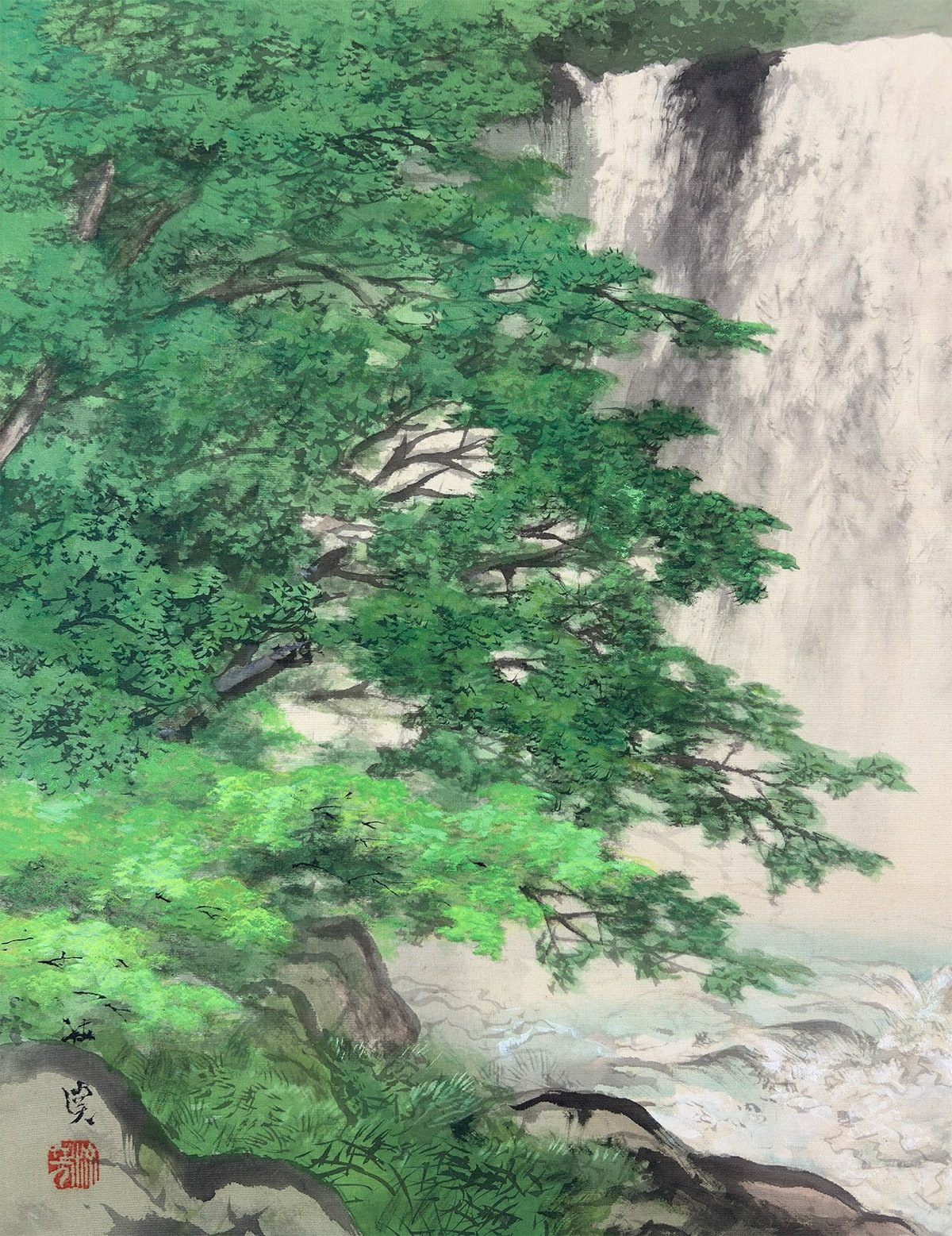 川島 梅関 【緑谿懸泉】 掛軸 詳細写真