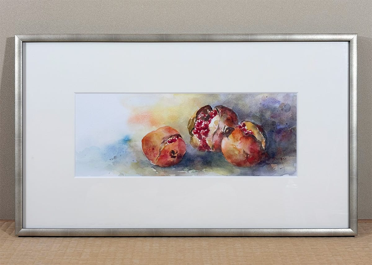 杉原 孝芳 【ざくろ｜額（水彩）】 絵画・額装 - Sugihara Takayoshi, Japanese framed painting