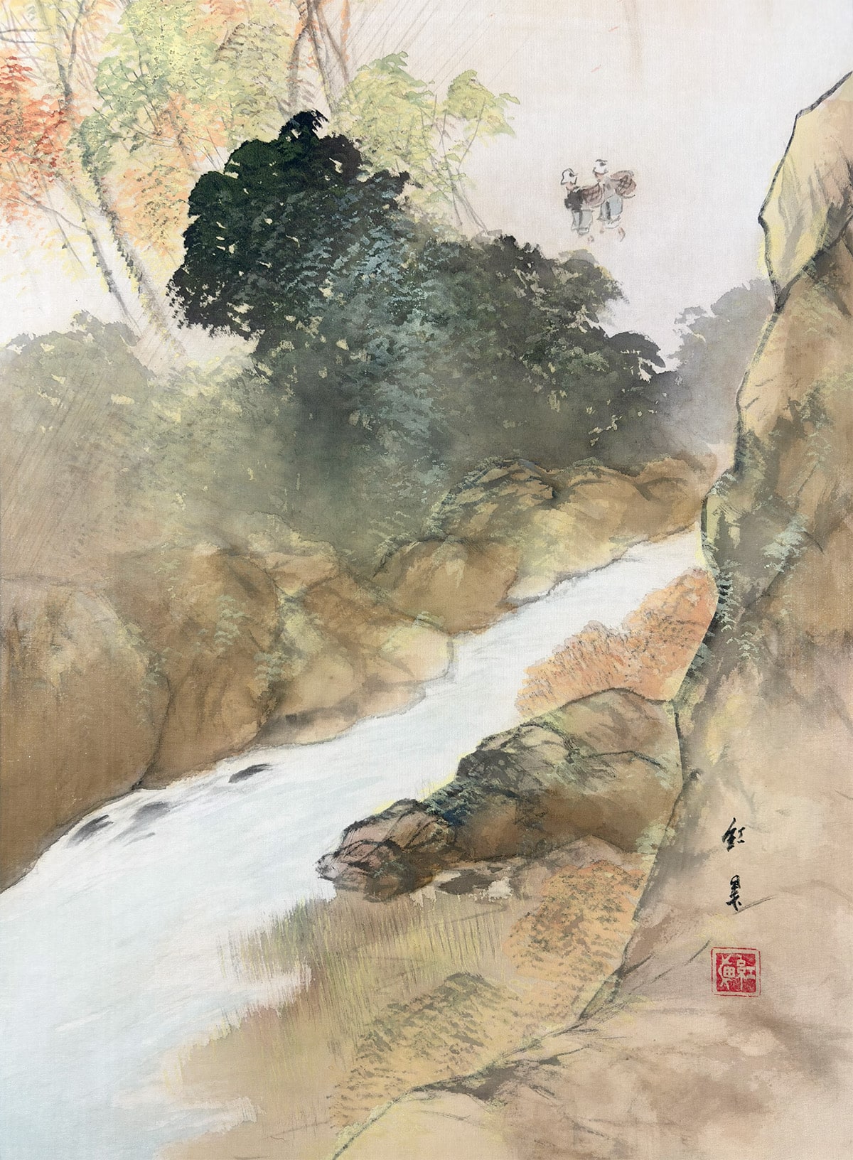 田中 紅果 【秋景山水【新調表装済】】 掛軸 詳細写真