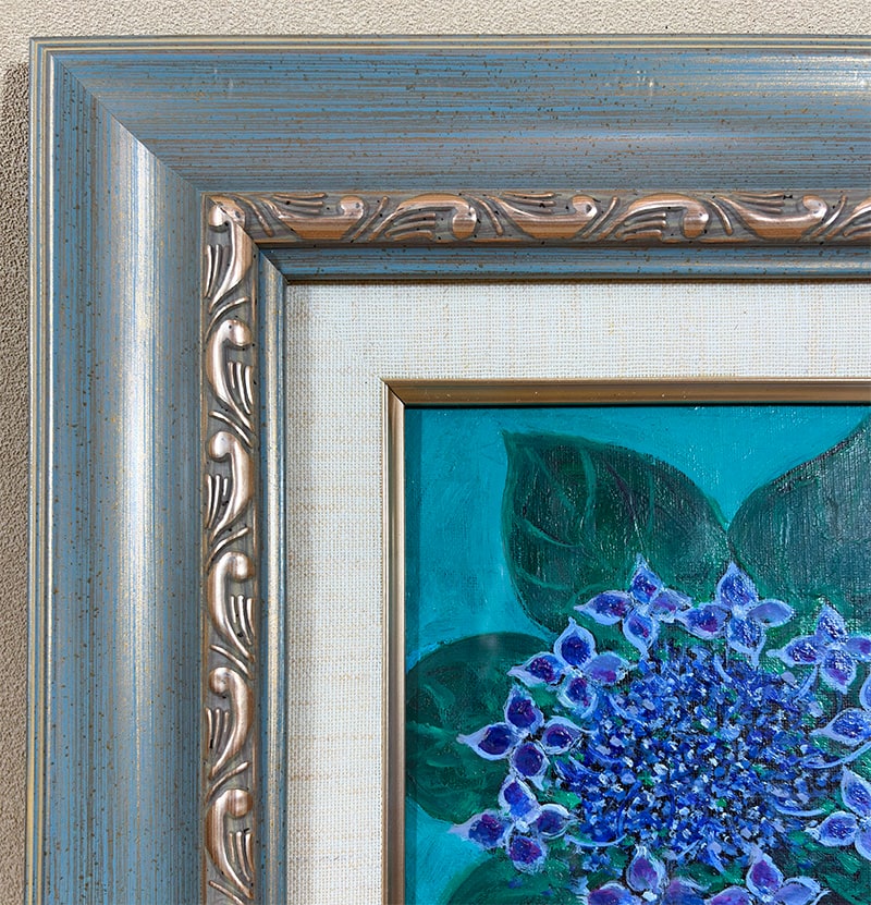 園山 幹生 【がくあじさい｜額（油彩・F4号）】 絵画・額装 詳細写真