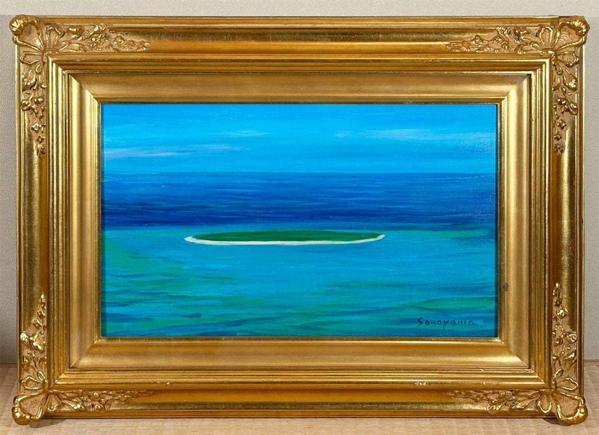 園山 幹生 【南太平洋 グリーン島｜額（油彩・M8号）】 絵画・額装 - Sonoyama Mikio, Japanese framed painting