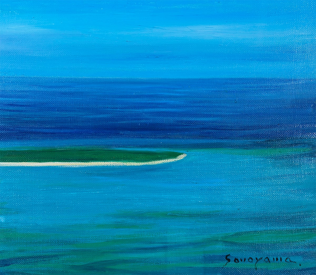 園山 幹生 【南太平洋 グリーン島｜額（油彩・M8号）】 絵画・額装 詳細写真