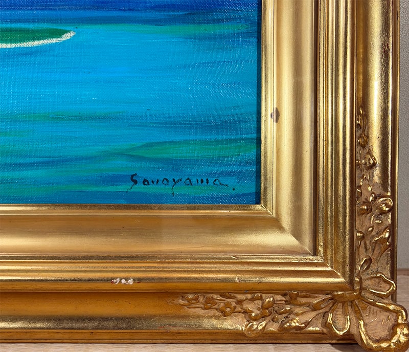 園山 幹生 【南太平洋 グリーン島｜額（油彩・M8号）】 絵画・額装 詳細写真