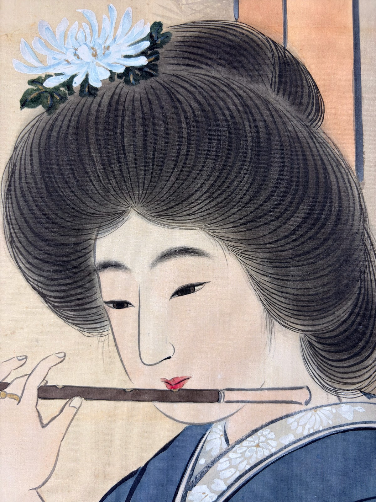狗巻 松寿 【雅楽（美人画）】 掛軸 詳細写真