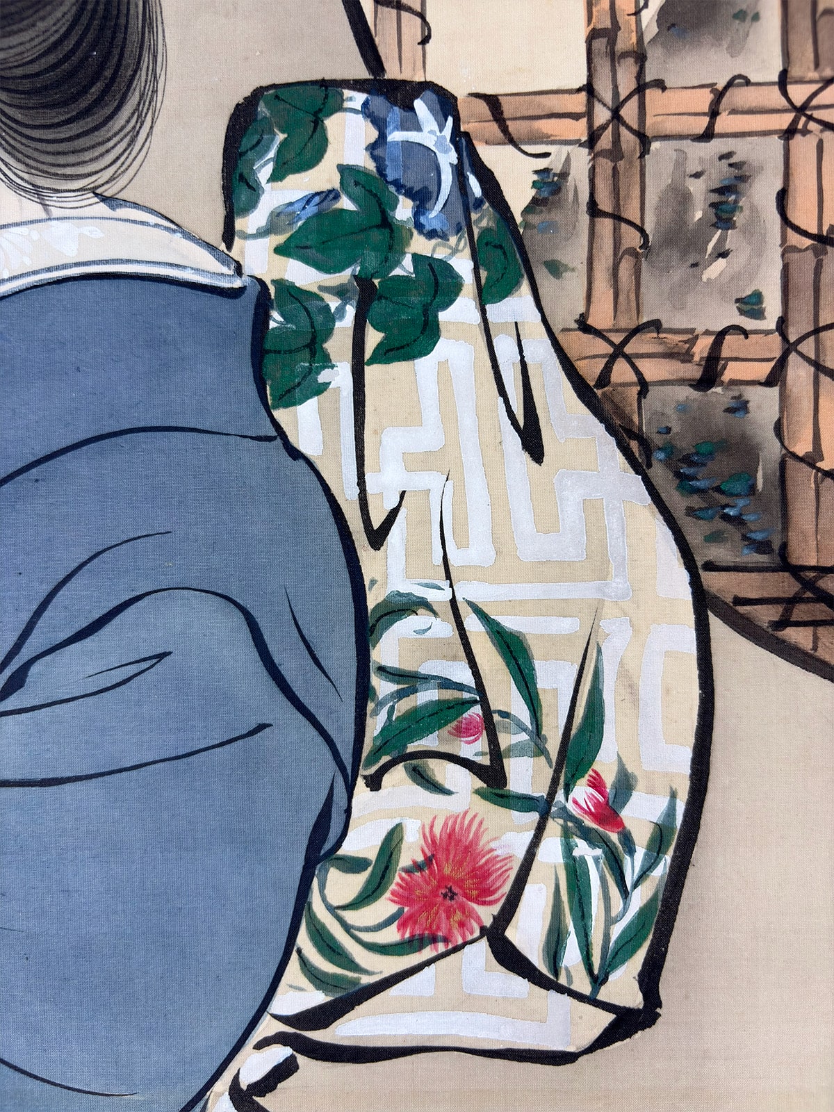 狗巻 松寿 【雅楽（美人画）】 掛軸 詳細写真