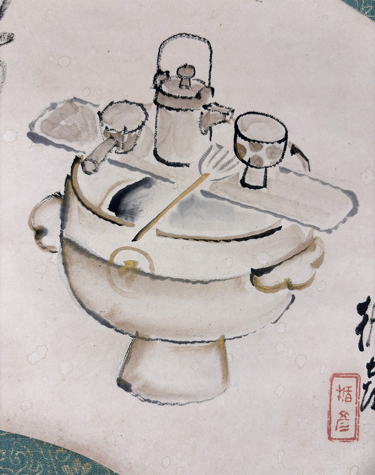 菅 楯彦 【旅衣（たびころも）扇面】 掛軸 詳細写真