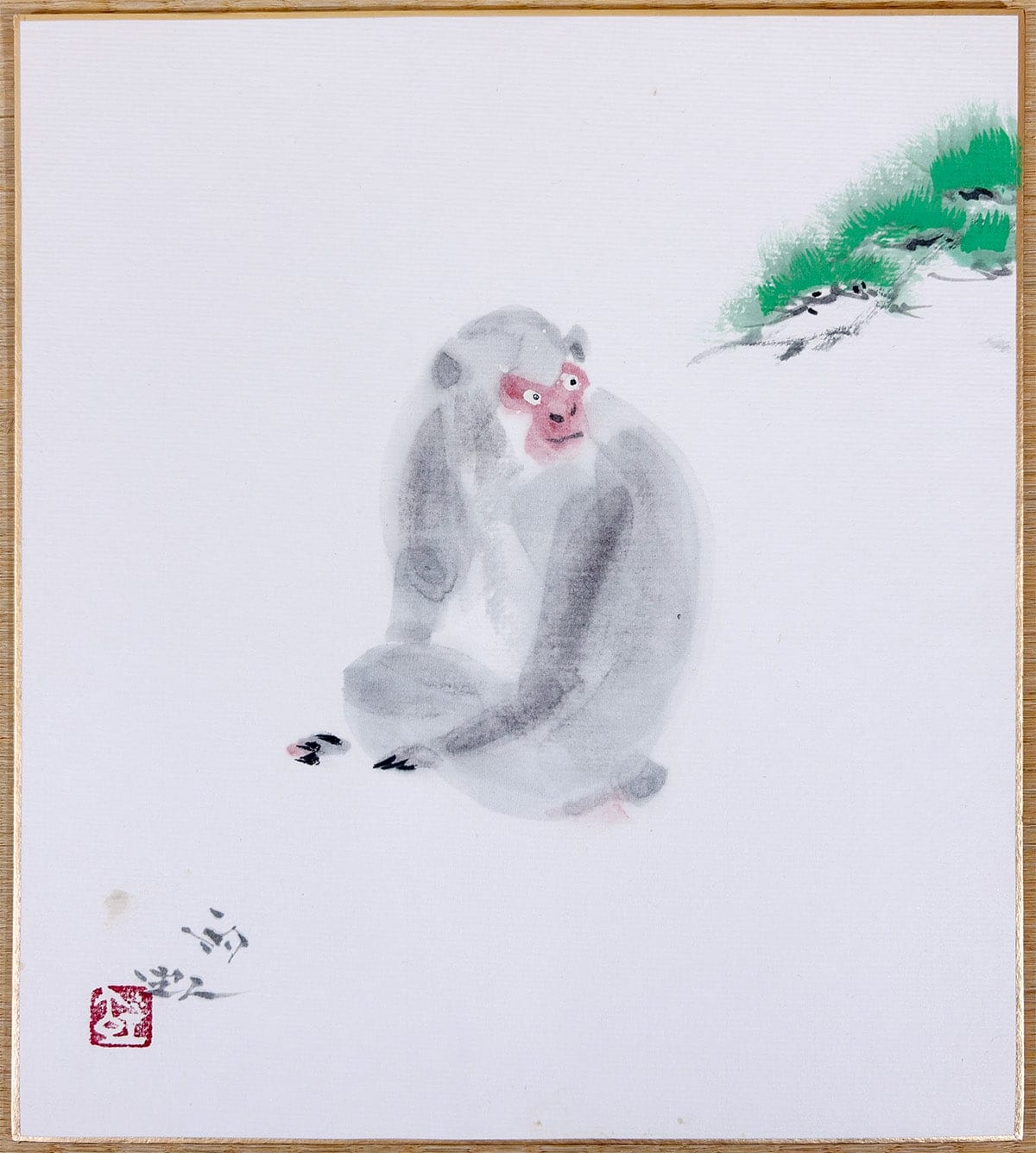 小川 雨虹 【猿（申）｜色紙】 色紙・短冊 - Ogawa Ukou, Japanese shikishi and tanzaku board painting
